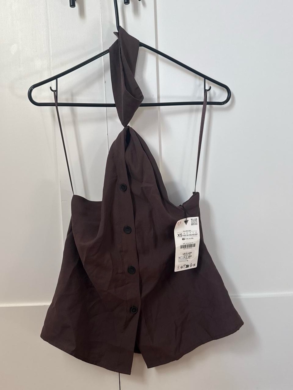 Zara Brown Crop Halter Top